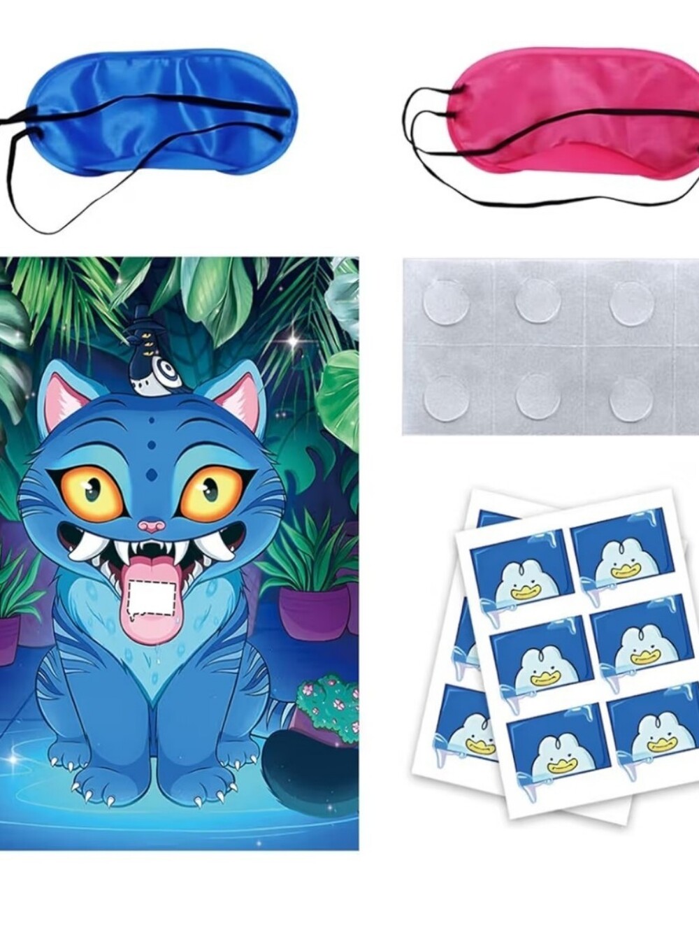Kpop Demon Hunter Party Game Blindfold Set with Blue & Pink Masks